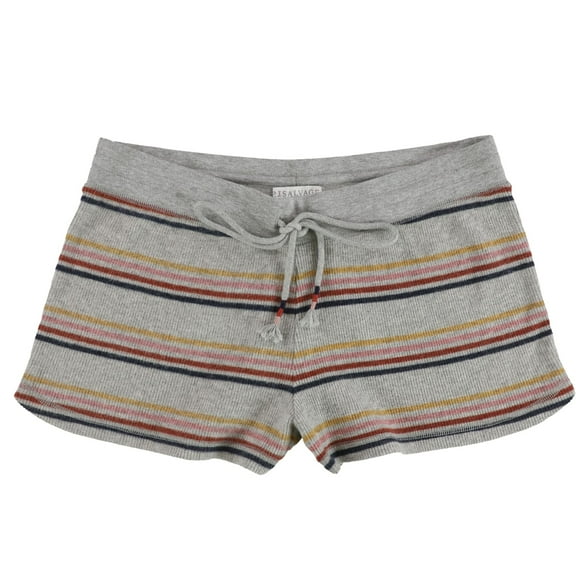 P.J. Salvage Womens Striped Pajama Shorts, Grey, Small