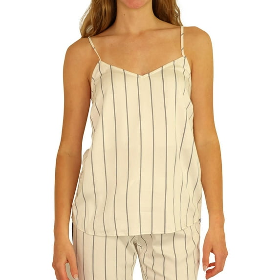 P.J. Salvage Womens Striped Pajama Sleep Cami Tank Top, White, Small