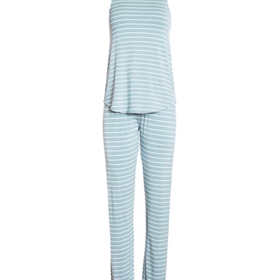 P.J. Salvage Womens Striped Pajama Sleep Tank Top, Green, Small