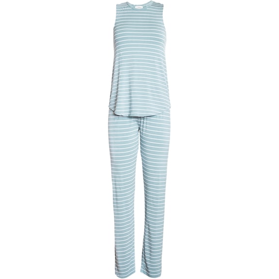 P.J. Salvage Womens Striped Pajama Sleep Tank Top, Green, X-Small