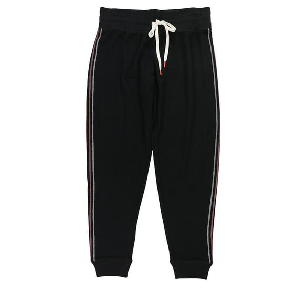 P.J. Salvage Womens Striped Stitched Sides Pajama Jogger Pants, Black, Medium