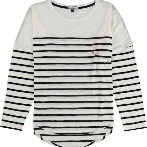 P.J. Salvage Womens Stripes Embroidered Pajama Sleep T-shirt, White, Medium