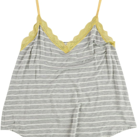 P.J. Salvage Womens Stripes & Lace Pajama Sleep Cami Tank Top, Grey, Medium