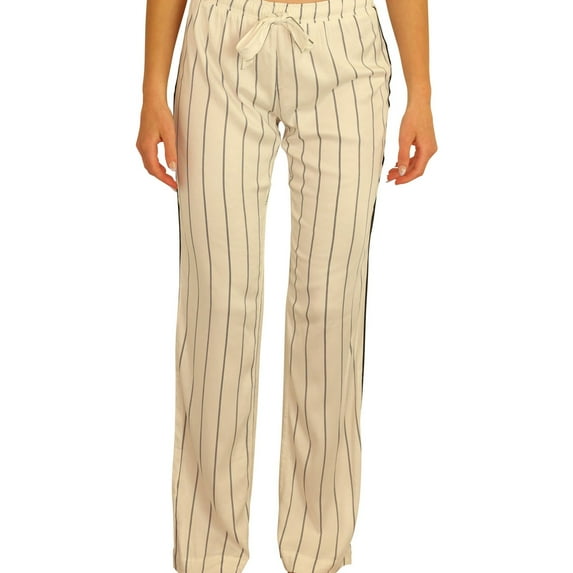 P.J. Salvage Womens Stripes Pajama Lounge Pants, White, Small