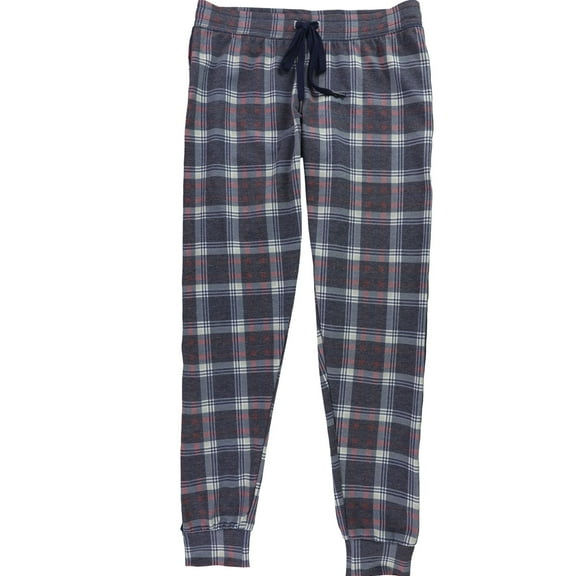 P.J. Salvage Womens Tartan Pajama Sweatpants, Blue, Small