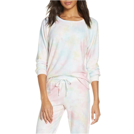 P.J. Salvage Womens Tie-Dye Pajama Sweater, Pink, Plus Size, 2X