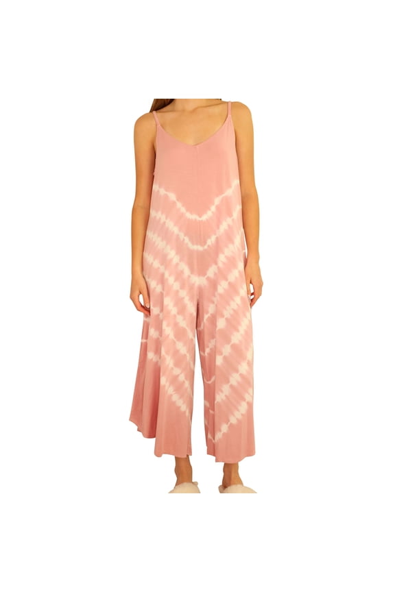 P.J. Salvage Womens Tie Dye Romper Jumpsuit, Pink, Medium