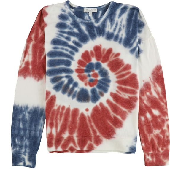P.J. Salvage Womens Tie-Dye Spiral Pajama Sweater, White, Medium