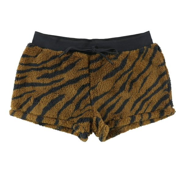 P.J. Salvage Womens Tiger Print Pajama Shorts, Brown, Small