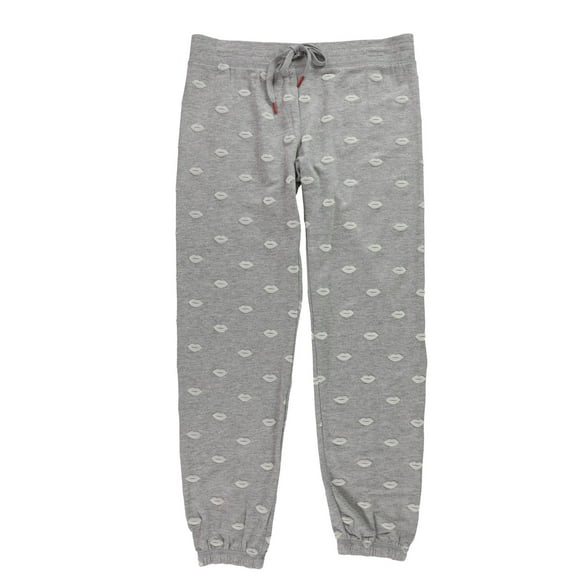 P.J. Salvage Womens Velour Lips Pajama Jogger Pants, Grey, Small