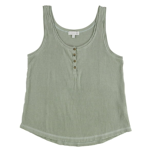 P.J. Salvage Womens Waffle Knit Pajama Sleep Tank Top, Green, Medium