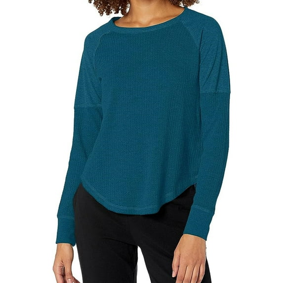 P.J. Salvage Womens Waffle Knit Pajama Sweater, Blue, Small