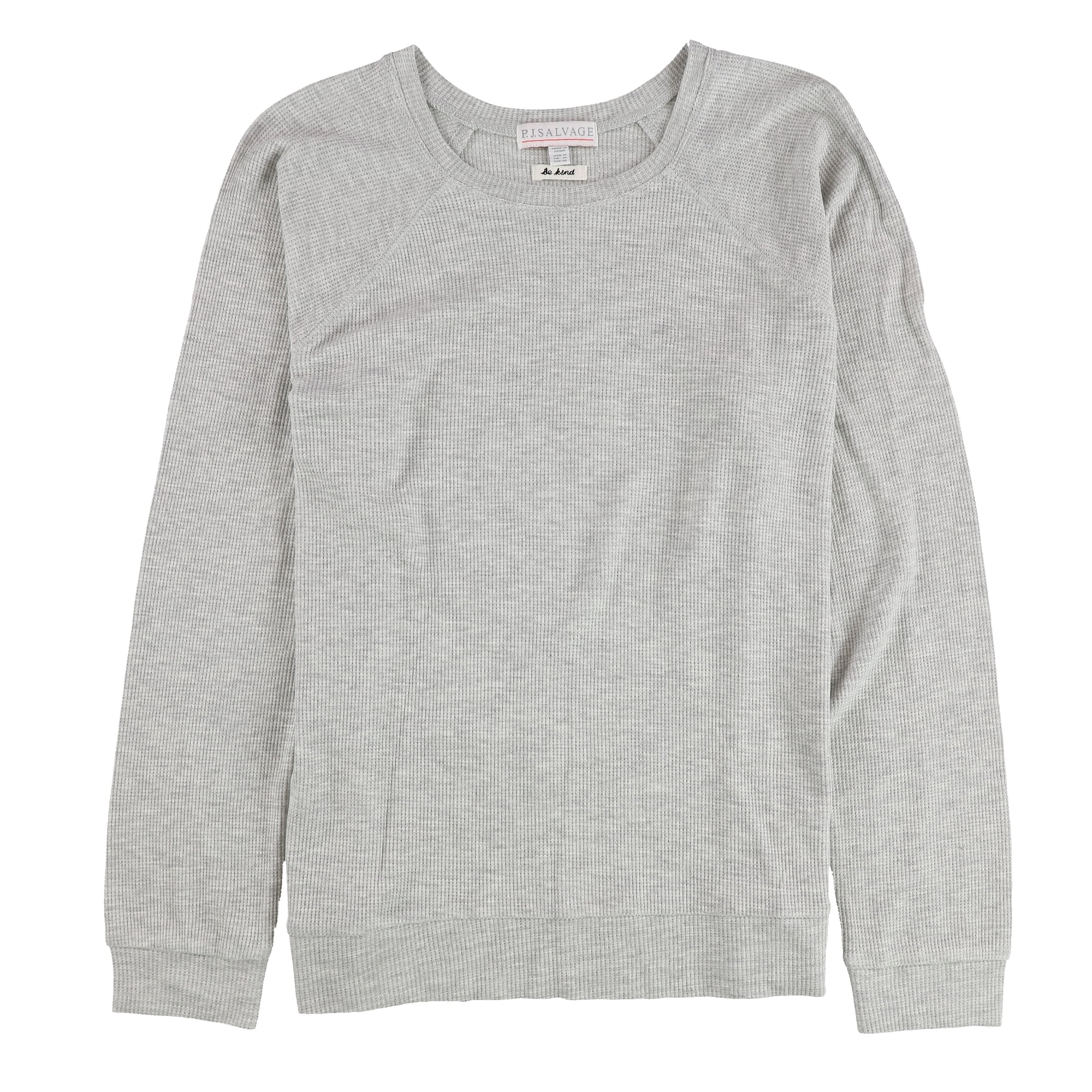 P.J. Salvage Womens Waffle Knit Thermal Pajama Shirt Grey Small Walmart