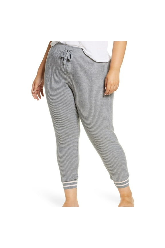 P.J. Salvage Womens Waffle Stitch Thermal Pajama Pants, Grey, Plus Size, 1X