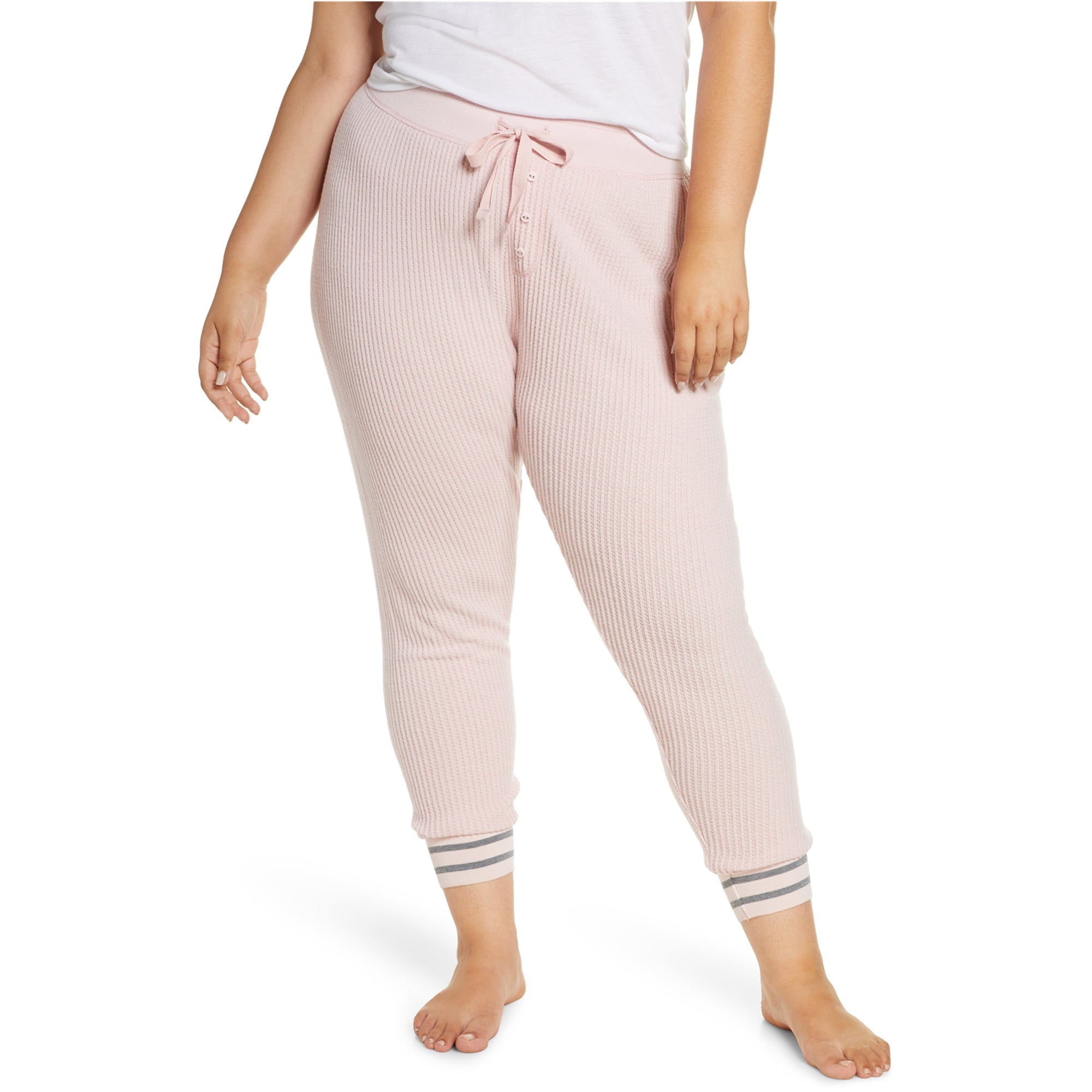 P.J. Salvage Womens Waffle Stitch Thermal Pajama Pants, Pink, 1X