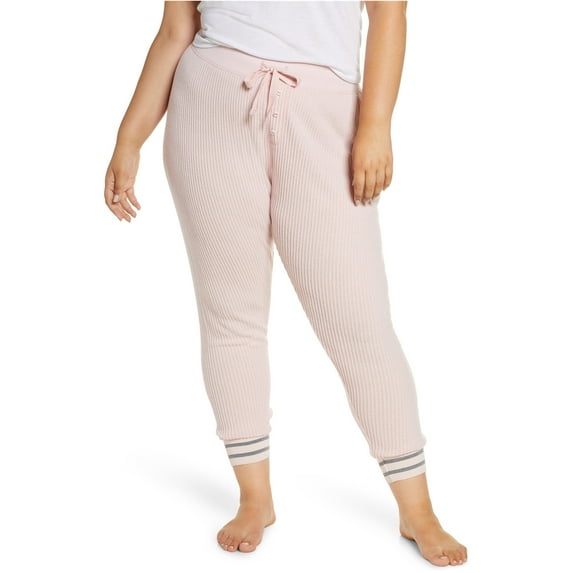 P.J. Salvage Womens Waffle Stitch Thermal Pajama Pants, Pink, Plus Size, 1X