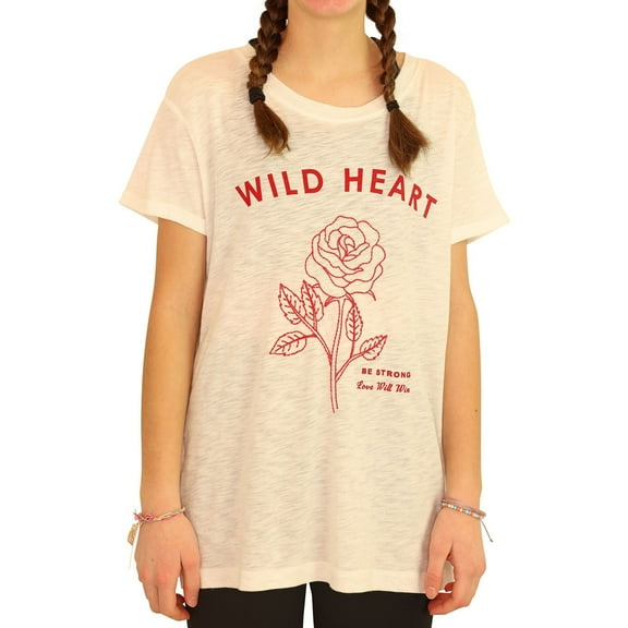 P.J. Salvage Womens Wild Heart Pajama Sleep T-shirt, White, X-Small