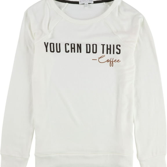 P.J. Salvage Womens You Can Do This- Coffee Pajama Sweater, White, Small