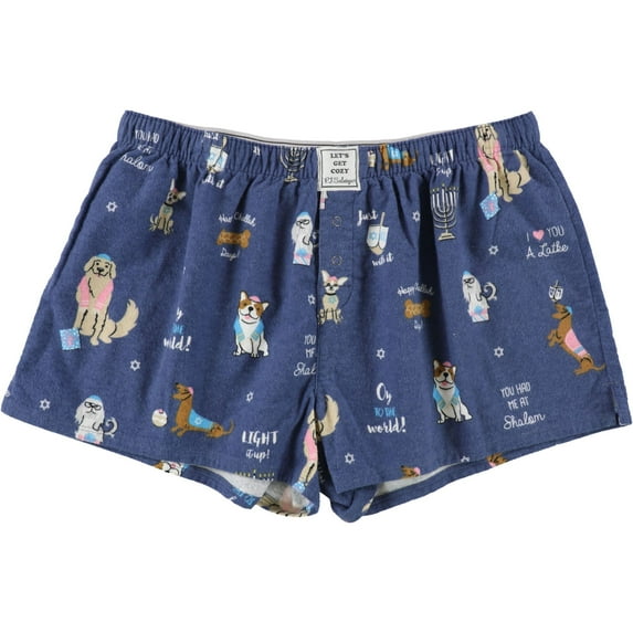 P.J. Salvage Womens You Had Me At Shalom Pajama Shorts, Blue, Small