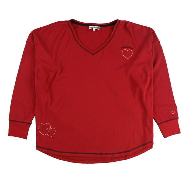 P.J. Salvage Womens You Have My Heart Pajama Sweater, Red, Plus Size, 2X
