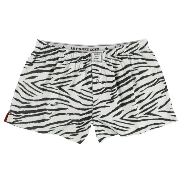 P.J. Salvage Womens Zebra Print Pajama Shorts, White, Small