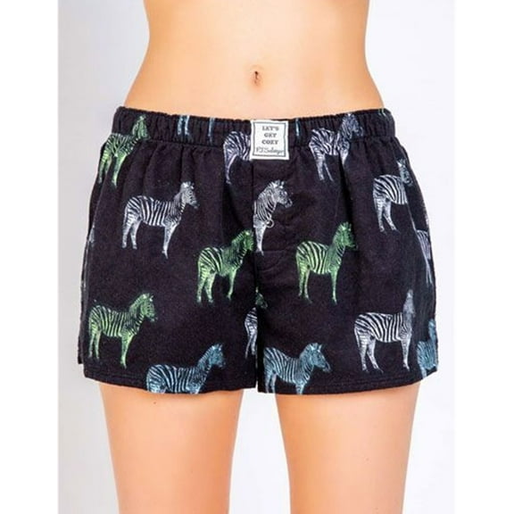 P.J. Salvage Womens Zebras Pajama Shorts, Black, Small