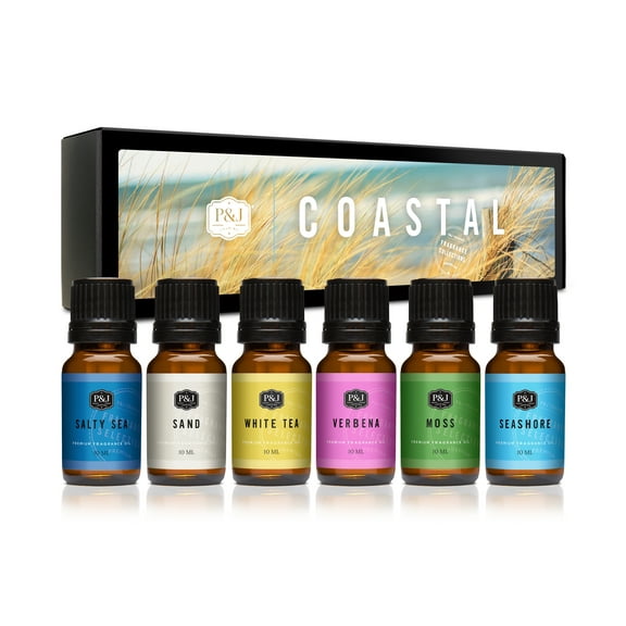 P&J Trading Fragrance Oil | Coastal Set of 6 - Scented Oil for Soap Making, Diffusers, Candle Making, Lotions, Haircare, Slime, and Home Fragrance
