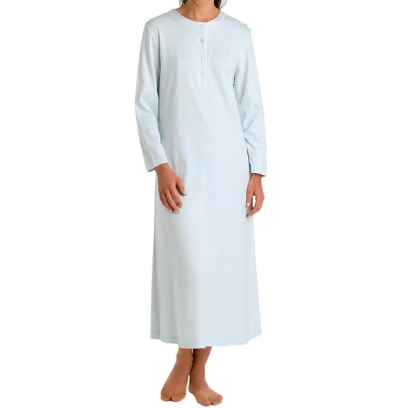 P.Jamas Butterknit Placket Gown, Long 387660