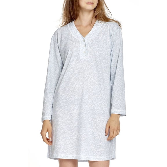 P.Jamas Knits Leopards Print Jersey Gown 323418