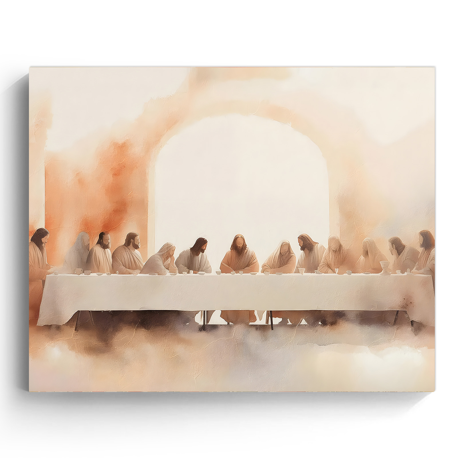 P&L Art Framed Canvas Wall Art - 10"x8" Soft Watercolor The Last Supper ...