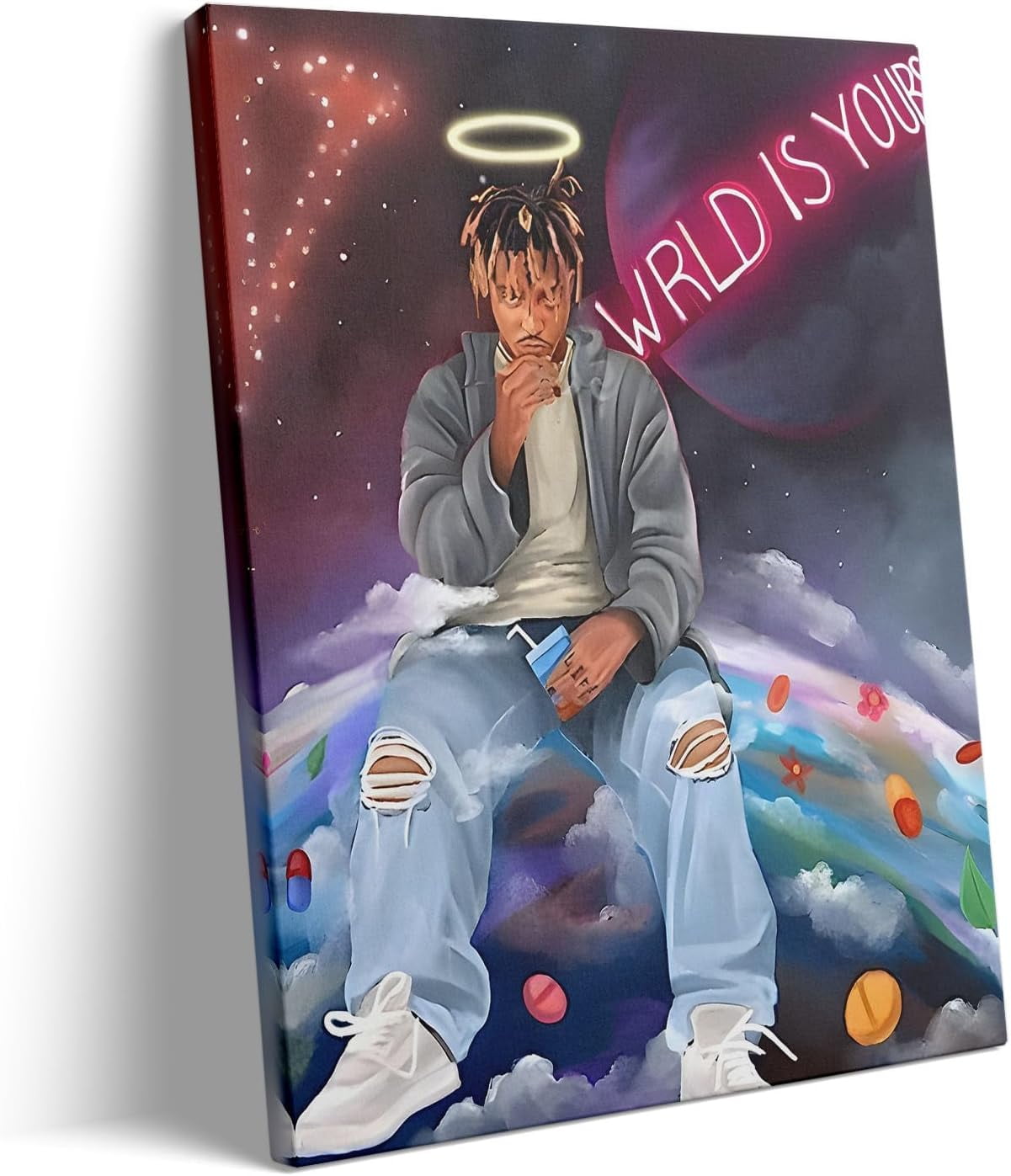 P&L Art Juice Wrld Canvas Wall Art, Rapper Singer Album Cover and Poster Framed Print Art, Aesthetic Canvas Wall Art for Bedroom or Living Room Wall Decor Gift 24x30inch