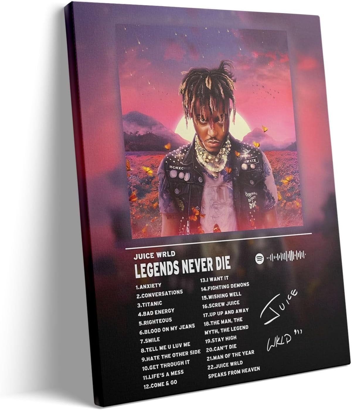 P&L Art Juice Wrld Legends Never Die Album Canvas Wall Art,Rapper Singer Album Cover and Poster Framed Print Art,Aesthetic Picture Print Art for Bedroom or Landscape Office Room Decor Gift 11x14inch