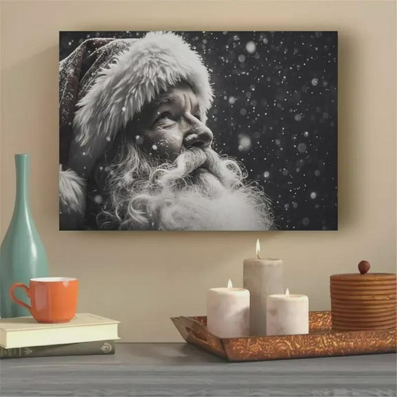 P&L Art Santa Claus Frame Canvas Painting, Vintage Santa Claus in Winter Christmas Canvas Art Print Rustic Holiday Decor (8 X 10 in)