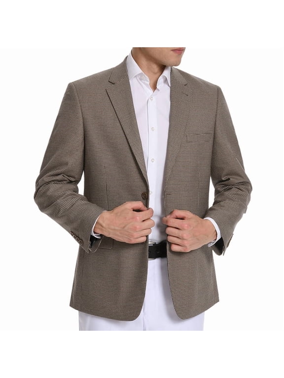 Men's Houndstooth Sport Coat Classic Fit Plaid Stretch Jacket Blazer