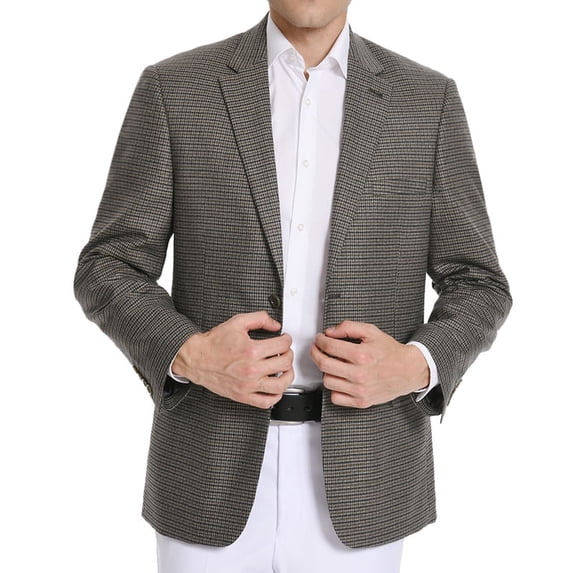 P&L Men's Houndstooth Sport Coat Classic Fit Plaid Stretch Jacket Blazer