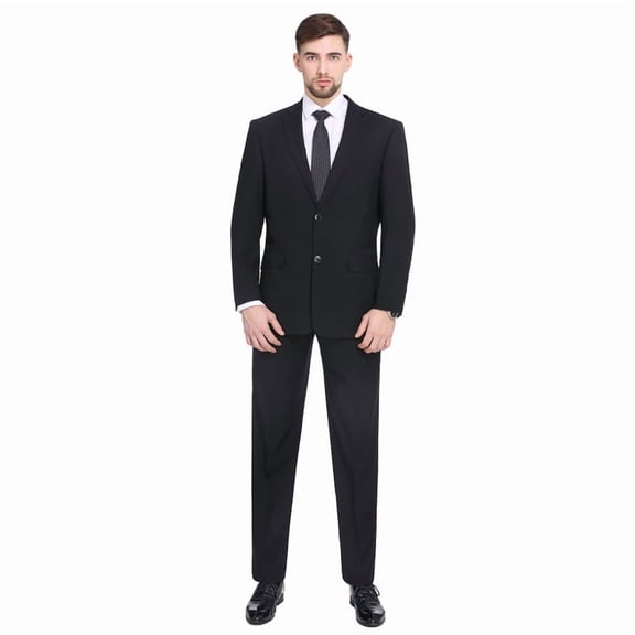 P&L Men's Suits Classic Fit 2 Piece Business Blazer & Pleated Pants