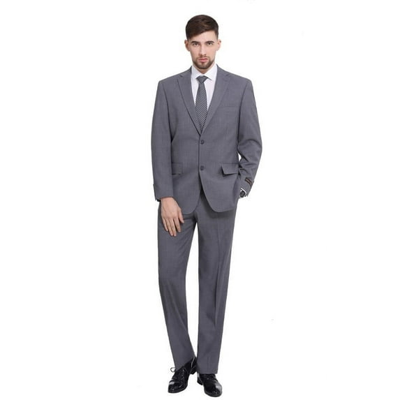 P&L Men's Suits Classic Fit 2 Piece Business Blazer & Pleated Pants