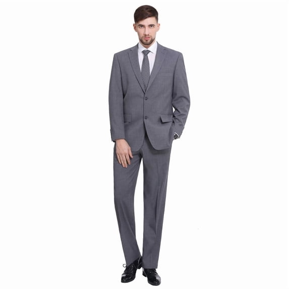 P&L Men's Suits Classic Fit 2 Piece Business Blazer & Pleated Pants