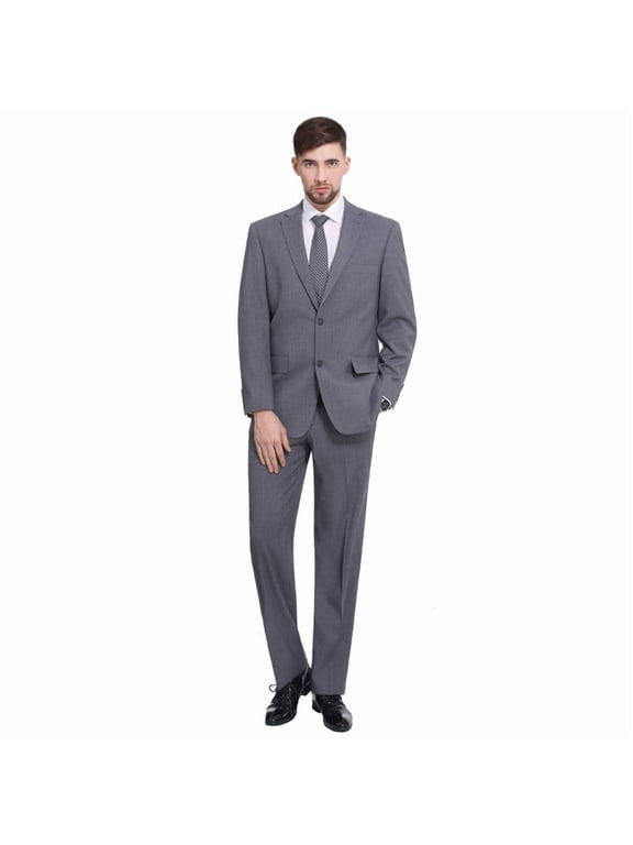 Men's Suits Classic Fit 2 Piece Business Blazer & Pleated Pants