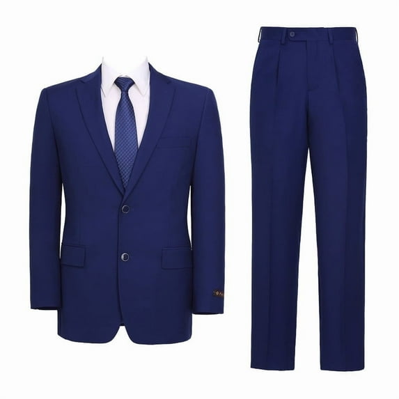 P&L Men's Suits Classic Fit 2 Piece Business Blazer & Pleated Pants