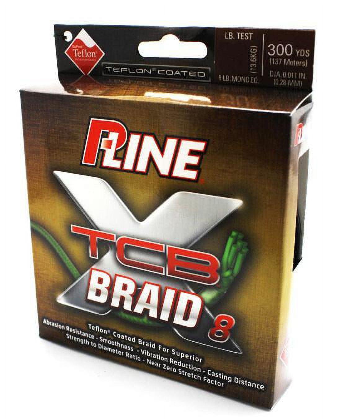 P-LINE TCB 8 Teflon Coated 10lb Braided Fishing Line, 300'