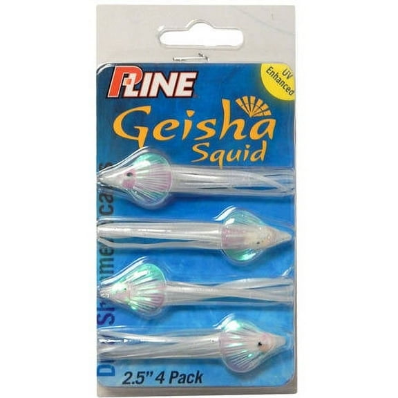 P-Line 2.5" Geisha Squid, 4 Pack