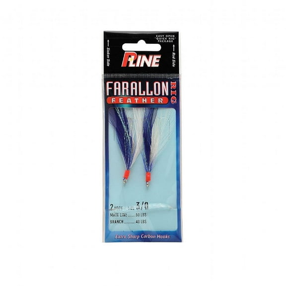 P-Line FF3/0BL/W Farallon Feather 2 HK 3/0 Blue/White