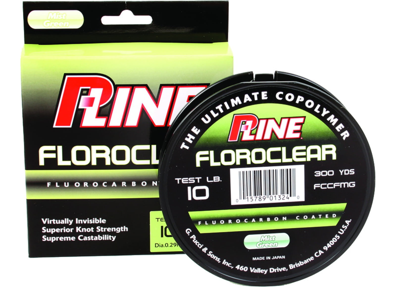 P-Line Floroclear Fluorocarbon Coated Mono, Mist Green, 15lb 300Yd 