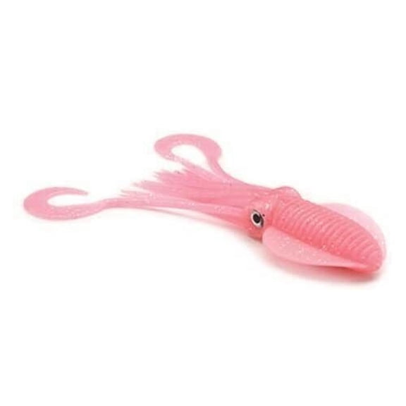 P-Line PTTS45-310 Twin Tail Squid 4.5" Pink Glow Glitter