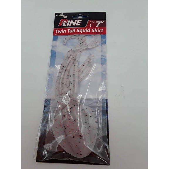 P-Line PTTS70-304 Twin Tail Squid 7" Clear White Black Glitter