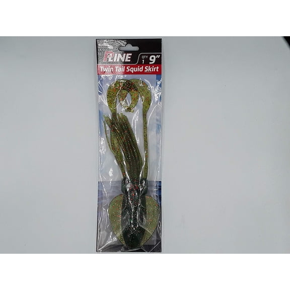 P-Line PTTS90-313 Twin Tail Squid 9" Motor Oil Multi Glitter