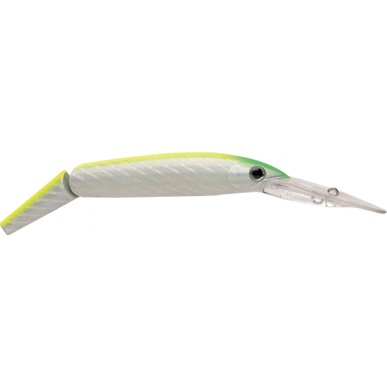 P-Line Predator Minnow Universal Hard Fishing Bait, Chartreuse Silver, 5  1/2, Hard Baits