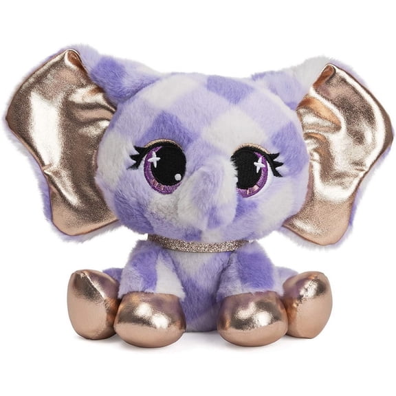 P.Lushes Designer Fashion Pets Ella L’Phante Elephant Premium Stuffed Animal, Blue and Gold, 6”