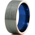 thumbnail image 1 of P. Manoukian Tungsten Wedding Band Ring 10mm for Men Women Blue 18k Rose Gold Plated Flat Cut Brushed Polished Lifetime Guarantee Size 13, 1 of 3